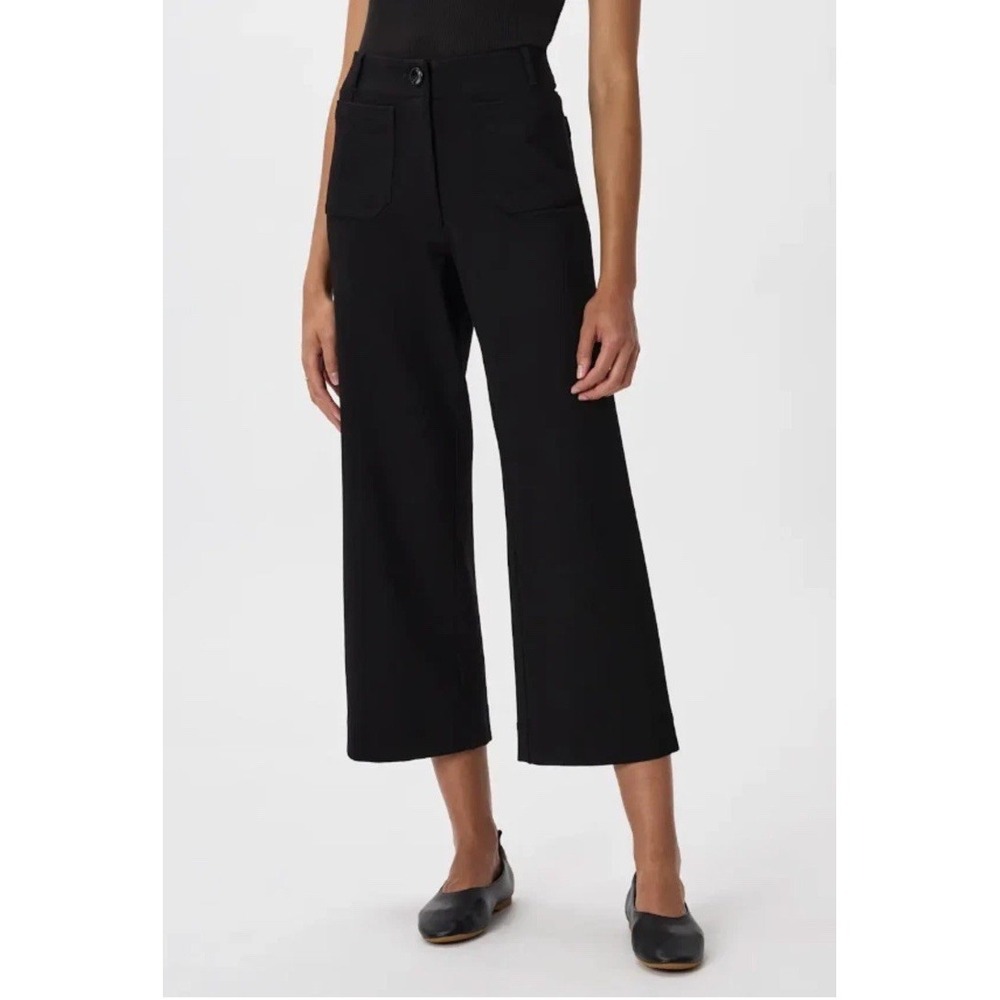 Quince Black Ultra-Stretch Ponte Cropped Wide Leg Pants Woman's Size 16 NWT